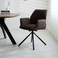 Chaise de salle à manger pivotante Novan bouclé marron