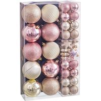 Set de 58 boules de Noël rose et doré