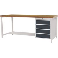 Banc de travail gris clair B1500xH859xT750mm gris clair 4 tiroirs