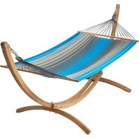Set Hamac coloris Turquoise anthracite + support bois - Set eskapade - 320x125cm