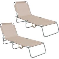 Aga 2x Tumbona de jardín reclinable Beige