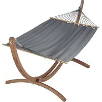 Set Hamac coloris Anthracite + support bois - Set eskapade - 320x125cm