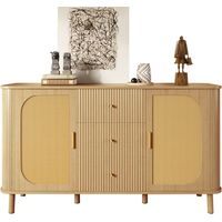 Ce buffet moderne — Équipé de tiroirs, d'étagères et de pieds en métal effet bois — est un meuble de salon polyvalent et un incontournable absolu.