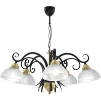 Lampadario Aurora Luminex nero ottone 5xE27 vetro Ø74cm