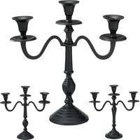 Candelabro de pie negro de 3 brazos y 30 cm