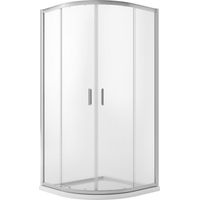 Idralite – Cabine de douche demi-circulaire 80x80 cm – Verre trempé transparent 6mm – Hauteur 185 cm – Système coulissant 16 roues nylon