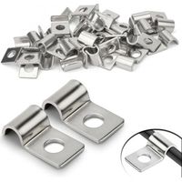 QORVA-Lot de 30 attaches en treillis métallique rigide de 6 mm, en acier inoxydable, pince en U, trou unique, fixation murale, treillis métallique rigide pour câbles de 5 à 6 mm de diamètre, installat