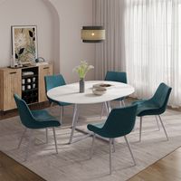 Table de salle à manger Loyd, blanc/gris, 120x120cm extensible, Vicco