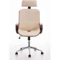 CLP – Chaise de bureau Dayton – Fauteuil pivotant en similicuir – Design élégant avec cadre en bois – Hauteur réglable et appui-tête intégré
