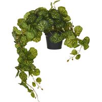 Plante Artificielle Suspendue pour l'Intérieur 37 cm Pot Moderne en Plastique Vert et Noir Strawberry Begonia