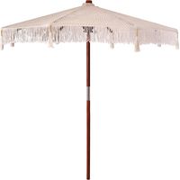 Parasol octogonal en extérieur design bohème ambiance cosy 252.5 x 252.5 x 260 cm en coton crème