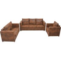 3 pcs Ensemble Canapés droits Contemporain - Sofa Divan Banquette - Cuir daim synthétique Chic-512313