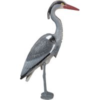 2x Statues de déco héron, protection contre les chasseurs de poissons, oiseau sur pied, étang, à planter, PE, gris