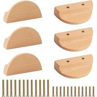 6 Pack Half Moon Drawer Pulls Beech Wood Drawer Handles for Drawer Cabinet Cupboard