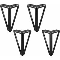 Trimec – Juego de 4 patas de metal negro para muebles, 15 cm – Diseño triangular para mayor estabilidad – Carga máxima 800 kg – Fijación con tornillos