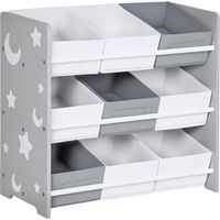 Estantería infantil con 9 cajas de tela no tejida extraíbles organizador de juguetes para dormitorio guardería 63x30x60 cm gris
