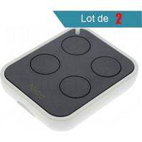 Pack de 2 télécommandes 4 canaux – Fréquence 433.92 MHz – Alimentation piles CR2032 – Compatible motorisations NICE