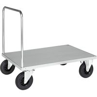 Kongamek Plattformwagen, verzinkt 1200x800x900mm Boden Stahlblech ummantelt mit offenem Schiebegriff und Gummibereifung ohne Bremse