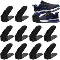 10 Chaussures Range-Chaussures Réglables Stockage Chaussures Organisateur Chaussures pour L'organisation du Placard, Compartiments À Chaussures Noir 25 X 9 Cm
