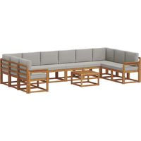 vidaXL Ensemble de canapés d'extérieur 11 pc Gris Naturel et Clair
