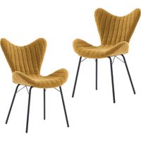 Wahson Set di 2 Sedie, Sedie da Pranzo in Tessuto Sedie da Cucina con Gambe in Metallo, Sedie per Sala da Pranzo/Soggiorno, Giallo