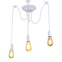 3-Flammige Pendelleuchte Retro Kreativ Spinne-Stil Kronleuchter E27 200cm Höhenverstellbar Hängelampe für Schlafzimmer Wohnzimmer Esszimmer - Weiß