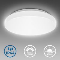 B.K.Licht plafonnier LED salle de bain Ø29cm IP44 protection eau platine 12W 1200lm lumière blanche neutre 4000K