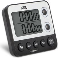 Elektronischer Küchentimer von ADE, 2 Messbereiche, bis zu 99 Stunden, 9 × 2 × 8 cm, schwarz