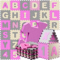 Spielwerk® 86 Pcs Childrens Puzzle Play Floor Mat EVA Foam 3.24 m² 29.5x29.5cm Pink (de)