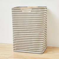 Panier à linge en coton et lin, panier à linge sale, sac de rangement pliable à rayures horizontales, 40 x 27 x 56 cm