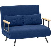 Divano Letto 3 in 1 in Tessuto Effetto Velluto con Schienale Regolabile e 2 Cuscini, 102x73x81 cm, Blu