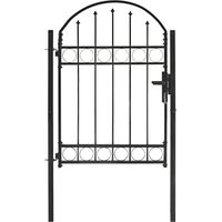 Vidaxl – Portail de clôture en acier noir cintré 102 x 125 cm – Barrière de sécurité moderne – Résistant à la rouille et à la corrosion