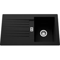 Fregadero encastrable 1 seno con escurridor, resina, negro SOLO Centrale Brico