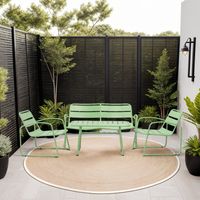 M&S – Salon de jardin 4 places lounge en métal vert avec traitement anti-rouille – Dimensions optimales pour confort – Design cosy et bords arrondis