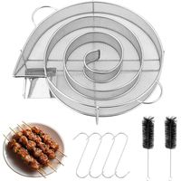 BBQ Smoker Set of 7, Durable Cold Smoke Generator with Handle, with 2 Brushes, 4 Hooks, for Grills, Smokers and Smoking Ovens, Reusable