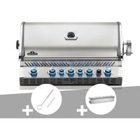 Barbecue gaz encastrable Prestige Pro 665 inox 5 brûleurs + Brosse brûleur + Boîtier de fumage - Napoléon
