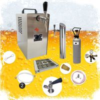 Untertheken Komplett Set - Zapfanlage JET 30 Bierkoffer, Bierzapfanlage, Durchlaufkühler 1-leitig Trockenkühler, bis zu 35 Liter/h, Zapfkopf: Köpi