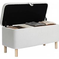 Smartue Pouf Rotondo con Vassoio Reversibile – Poggiapiedi Multifunzione, Contenitore Nascosto – Bianco