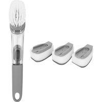 Brosse de nettoyage de vaisselle à long manche pour évier, outil de distribution de liquide pour casseroles et assiettes, manche ergonomique.