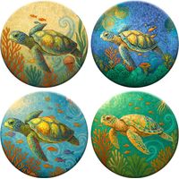 Specchio tascabile a forma di tartaruga, espositore in metallo e vetro - Decorativo e pratico