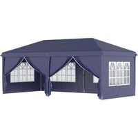 Tonnelle 6x3 m Pieghevole da Giardino en Acciaio Poliestere 6 Pannelli Laterali Bleu