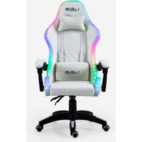 Sedia gaming bianca poltrona massaggiante LED reclinabile ergonomica Pixy Plus