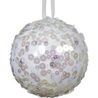 Palline per albero di Natale decorato, colore bianco con paillettes , da Ø 8 cm, 12 pezzi