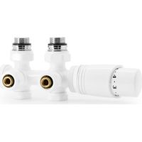 Blanc Kit Multibloc Universel Pour Radiateur, Raccordement Central avec 50mm, Vannes Thermostatiques Pour Radiateur et Chauffage