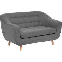 Atmosphera – Canapé droit 2 places gris – Structure en bois massif – Assise profonde et dossier rembourré – Montage simple et rapide