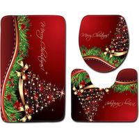 Tapis contour WC Lot de 3 tapis de salle de bain antidérapants avec imprimé Père Noël - Super absorption d'eau - Tapis de bain doux pour salle de bain, chambre à coucher, cuisine, toilettes et baignoi