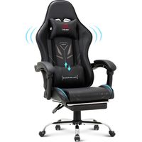 SMARTUE Silla gaming – Silla ergonómica para ordenador con reposapiés, soporte lumbar, reposacabezas, función de giro de 360° y respaldo alto, negro