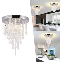 Kristall-Deckenleuchte, Kristall-Kronleuchter Deckenlampe, chromfarben 3-lampig G9, dekorative Beleuchtung für Schlafzimmer, Flur