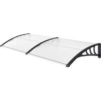 Pensilina in Policarbonato e Alluminio 195x75cm Trasparente per Balcone Finestre Porte