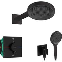 Hansgrohe - Set doccia termostatico ad incasso, con corpo incasso, diametro 25 cm, 3 getti, nero opaco SANI21HHH407